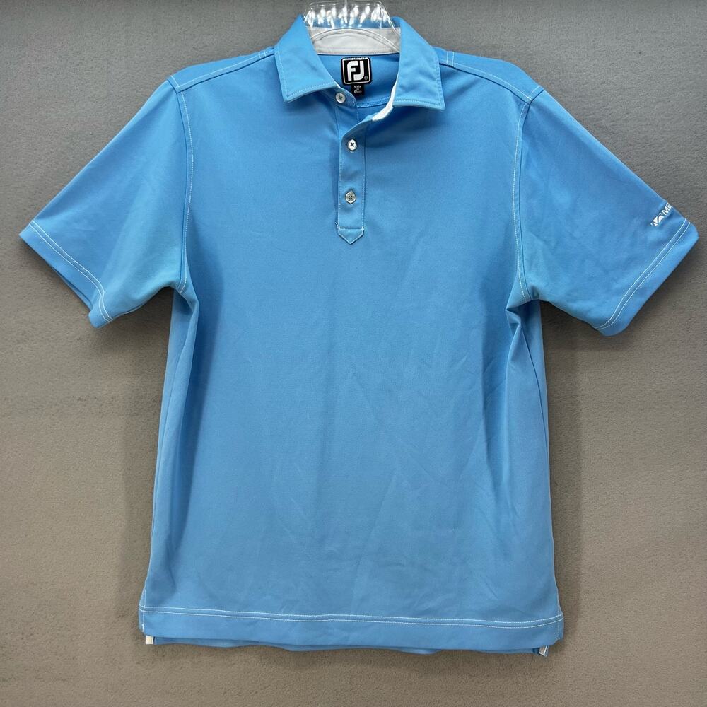 FootJoy Golf Polo Shirt Men's Size M Sky Blue Athletic Fit Menasha Athlesiure
